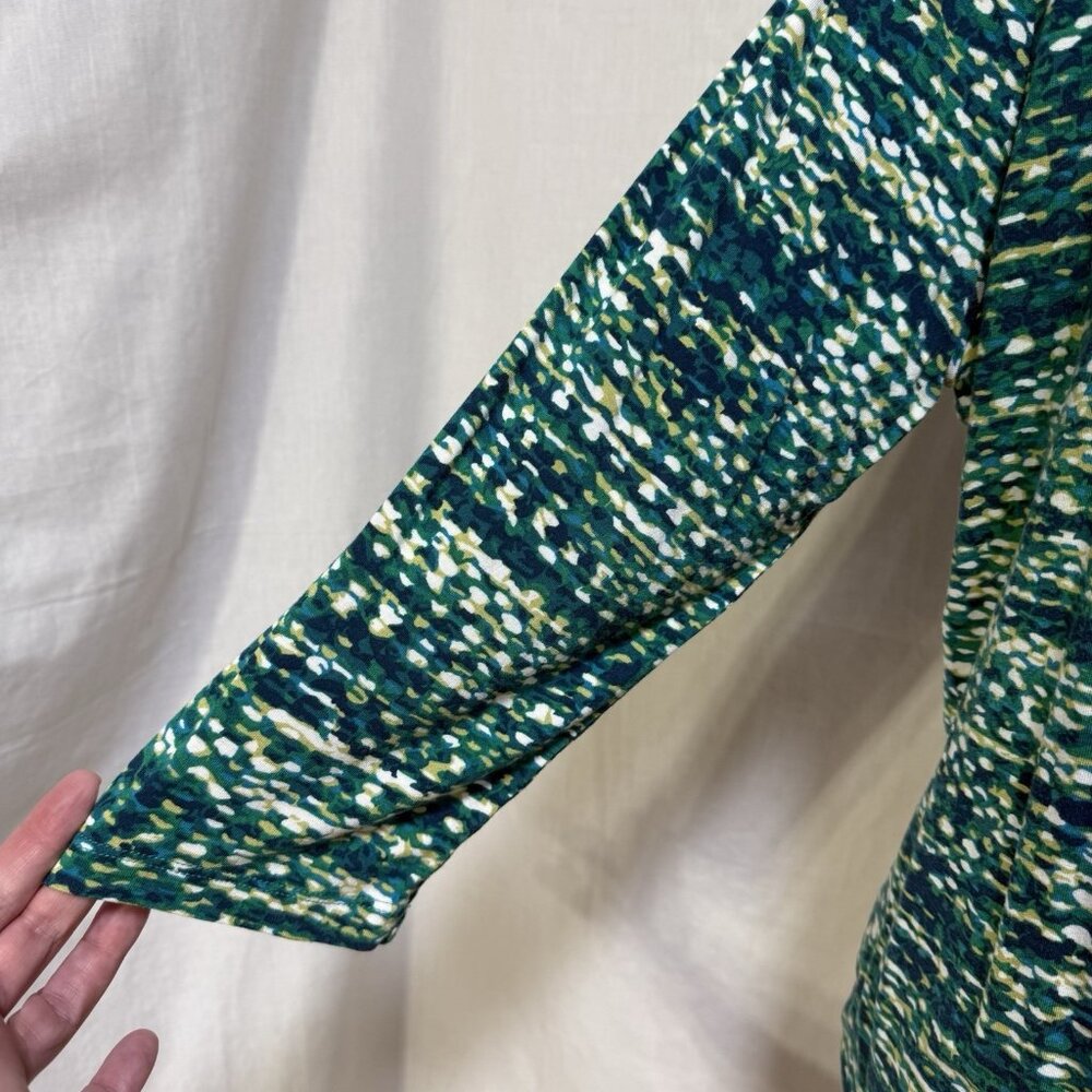 Ruby Rd Womens Large Blouse Knit Top Shirt Embellished Neckline Green Blue - Picture 4 of 8